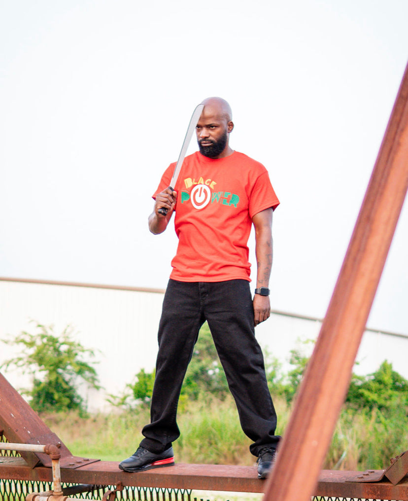 Black Power Button tee