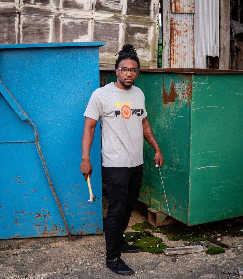 Black Power Button tee
